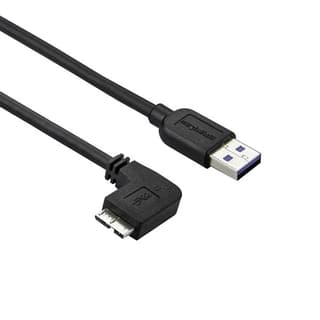 Cable Delgado 0.5m Micro Usb 3.0 Acodado A Izquierda A Usb A .
