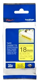 Cinta Brother Tzes641 Etiqueta Amarilla Continua Laminada Adhesivo Super Resistente De 18 Mm Ancho X Mts Largo.