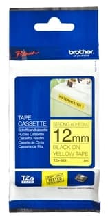 Cinta Brother Tzes631 Etiqueta Amarilla Continua Laminada Adhesivo Super Resistente De 12 Mm Ancho X 8 Mts Largo.