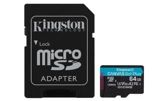 Memoria Kingston Micro Sdxc Canvas Go Plus 64gb Uhs-i U3 V30 A2 Clase 10 C/adaptador