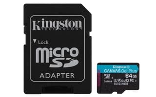 Memoria Kingston Micro Sdxc Canvas Go Plus 64gb Uhs-i U3 V30 A2 Clase 10 C/adaptador
