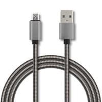 Cable Micro Usb Forro Metalico Ghia 1.0 Mts Usb 2.1 Cargador Y Transferencia De Datos Gris