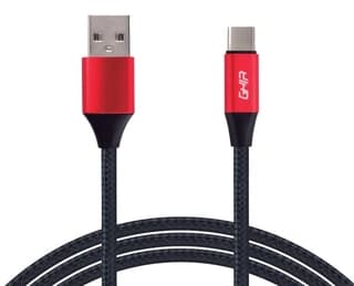 Cable Tipo C Ghia 1.0 Mts Usb 2.1 Cargador Y Transferencia De Datos Rojo/Negro