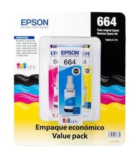 Pack 3 Tintas Cmy Serie T664 L120 L310/380/395/495/575/655/656/1