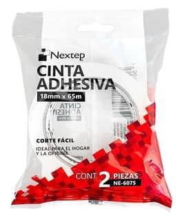 Cinta Adhesiva Nextep Ne-607S Corte Fácil 18Mm X 65 Mts Con 2 Piezas