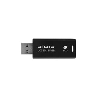 Memorias Usb Adata Uc320 De 64Gb Ur320 3.2 Gen 1 (Retro Compatible 3.0 Y 2.0) Diseño Material Reciclado Sin Tapa. Color Negro. Uc320-64G-Rbk/Bk