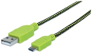 Cable Usb V2 A-Micro B Bolsa Textil 1.0M Verde/Negro.