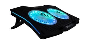 Base Enfriadora Balam Rush Br-931304 Negro Compatible Con Laptop De 15.6- 17 Pulgadas 2 Ventiladores 11.5 Cm. Iluminación Rgb Display Lcd