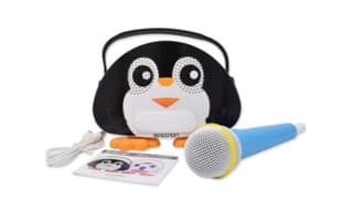 Kids Karaoke Pingüino Necnon Nbk-Kids Bocina Bluetooth Micrófono Alámbrico Bt Usb Aux 3.5 Radio Fm Lector Micro Sd