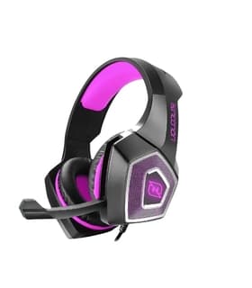 Auriculares Necnon Nbhg-Dragon Headset Gaming Over-Ear Led Alambrico Diadema Flexible Con Vibracion Microfono 3.5Mm Usb Pc Consolas Celular C/Adaptador Fucsia