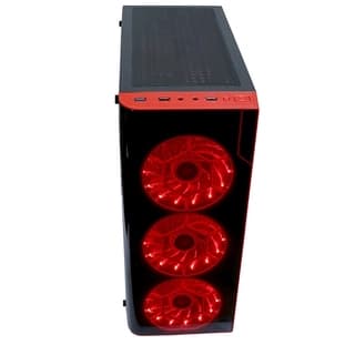 Gabinete Vortex Acr Led Yeyian Ygv-68811 1200 Lat Acri 3Ven Rojo/Usb/Negro