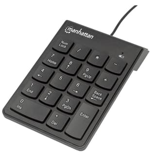 Teclado Manhattan 176354 Numérico Alámbrico Usb 18 Teclas Del Mismo Tamaño Incluye Retroceso Color Negro.