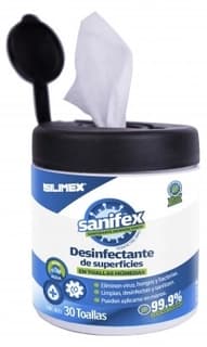 Toallas 30Pzs. Silimex Lmp590 Sanifex® Toallitas Desinfectantes Formuladas Para Desinfectar Las Superficies