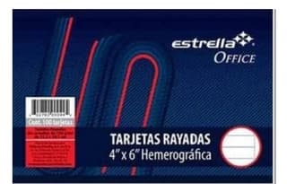 Tarjetas 4X6 Rayado Hemerografica 100 Estrella 0044