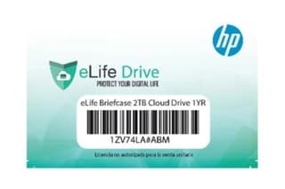 Tarjeta De Almacenamiento En La Nube Hp 1Zv74La#Abm Tarjeta De Almacenamiento En La Nube 1Zv74La#Abm Elife Briefcase 2 Tb Por 1 Año