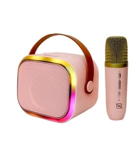 Bocina Necnon Nb-203 Bluetooth Karaoke Micreofono Inalambrico Bt 5.3 Atenuador De Voz Radio Fm Micro Sd Usb Aux 3.5Mm Watts Rms Color Rosa