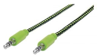 Cable Estereo A Ipod M-M 1.0M Textil Negro/Verde 1.0M Blster Manhattan