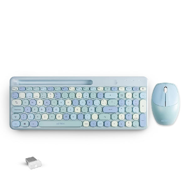 Kit Acteck Creator Chic Mk470 / Teclado Y Mouse / Inalambrico / Receptor Usb / Español / 110 Teclas / Optico / 1600 Dpi / Azul / Ac-935197