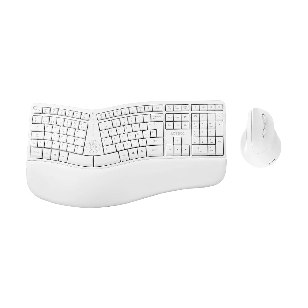 Combo Acteck Fitt Mk770 Ergonómico/Inalámbrico Usb Blanco (Ac-936255)