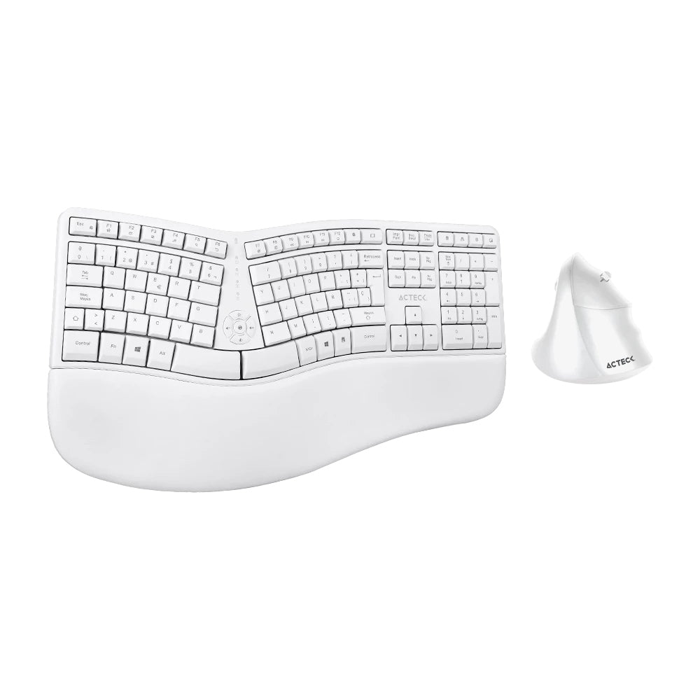 Combo Acteck Fitt Mk770 Ergonómico/Inalámbrico Usb Blanco (Ac-936255)