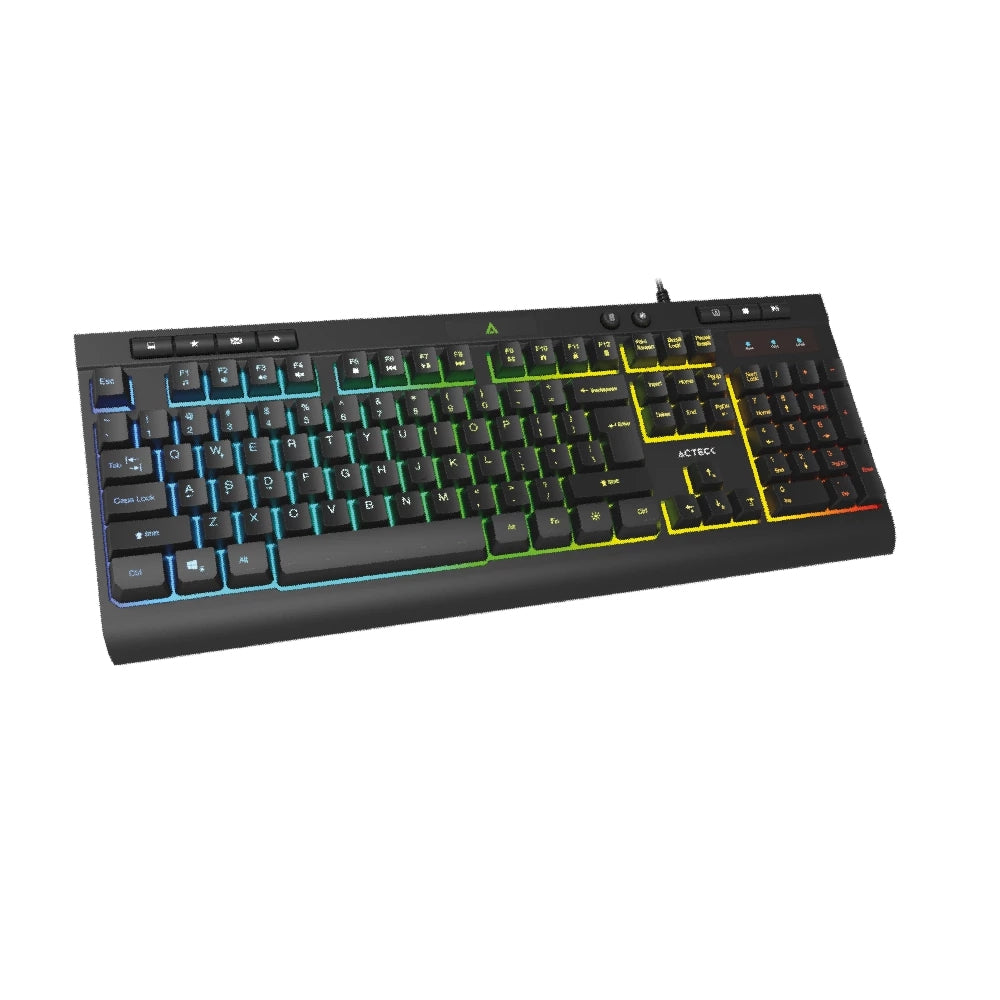 Teclado Acteck Aurean Pro Ta477G / Alambrico Usb / Multimedia / Iluminacion Rgb / Anti-Ghosting / 105 Teclas/ Membrana / Español / Negro / Ac-936743