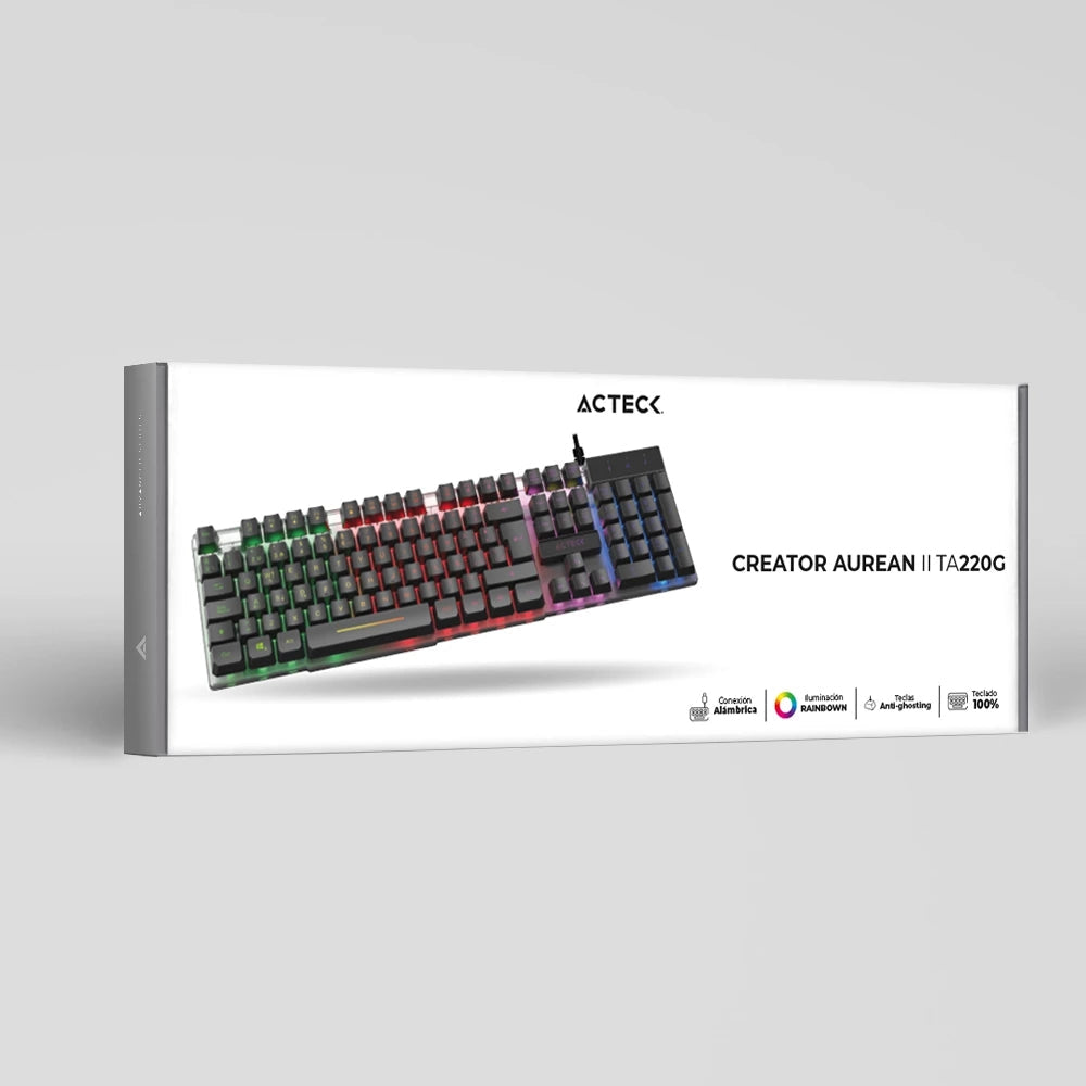 Teclado Acteck Led Aurean Ii Ta220G Alambrico Usb A Negro (Ac-939195)