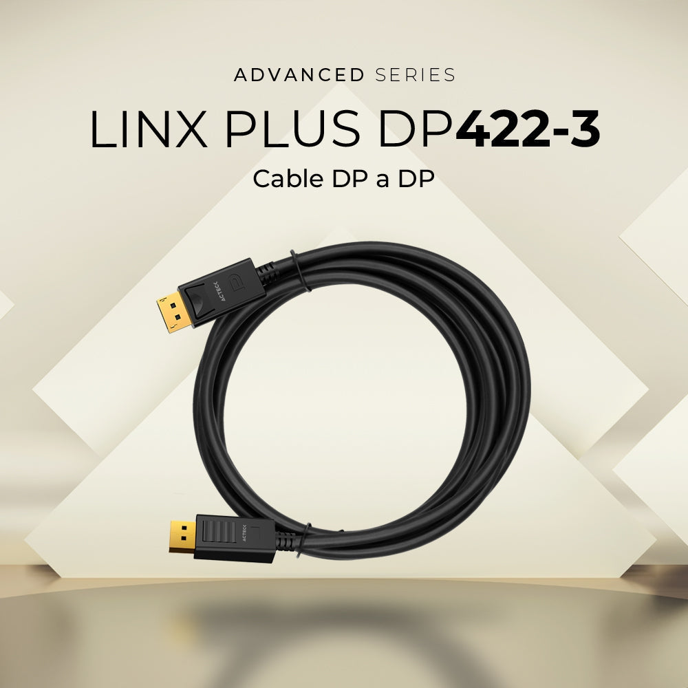 Cable Acteck Link Plus Dp422-3 / Display Port - Display Port / 4K A 60 Mhz / 3 M Largo / 17 Gbps / Calibre 30 Awg / Macho A Macho / Negro / Ac-939799