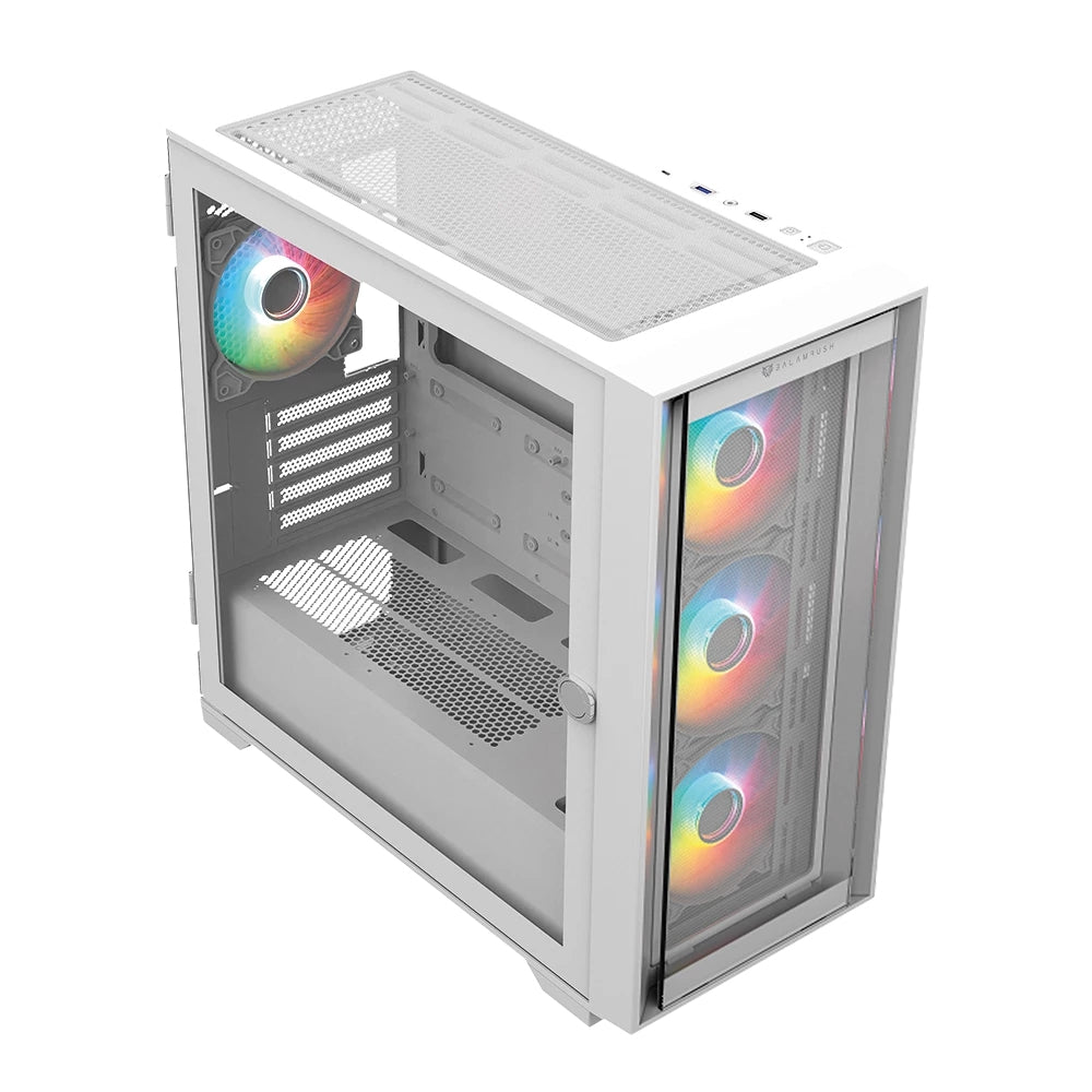 Gabinete Balam Rush Media Torre Carbono Twin 8000B Usb 3.0 4 Vent Argb Blanco (Br-938785)