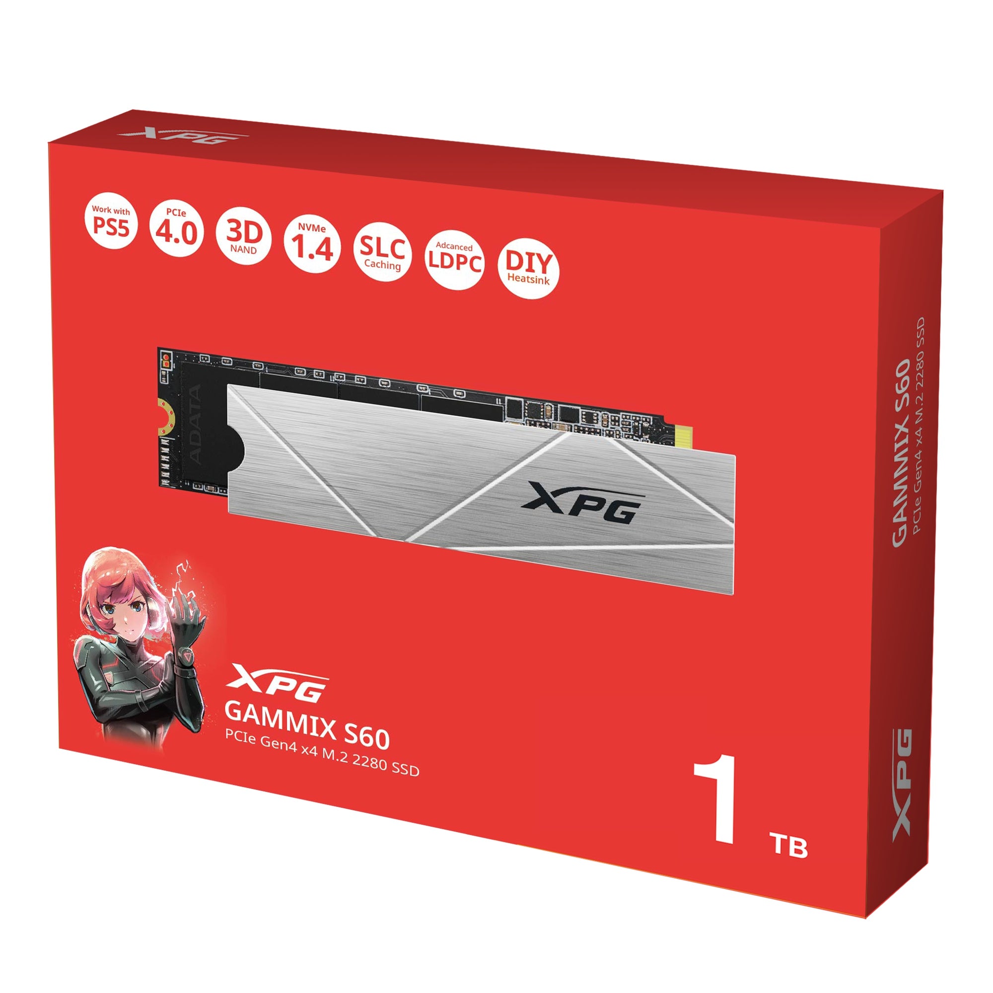 Unidad De Estado Solido Adata Gammix S60 Sólido Xpg 1Tb Pcie Gen4 X4 M.2 2280 Velocidades Lectura/Escritura Secuenciales Hasta 5.000/4.200 Mb Por Segundo Agammi