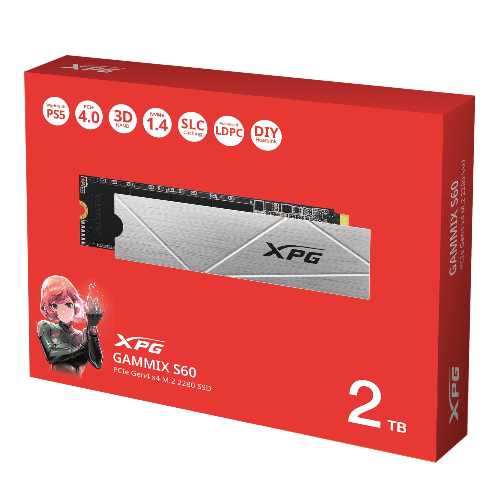 Unidad De Estado Solido Adata Gammix S60 Sólido Xpg 2Tb Pcie Gen4 X4 M.2 2280 Velocidades Lectura/Escritura Secuenciales Hasta 5.000/4.200 Mb Por Segundo Agammi