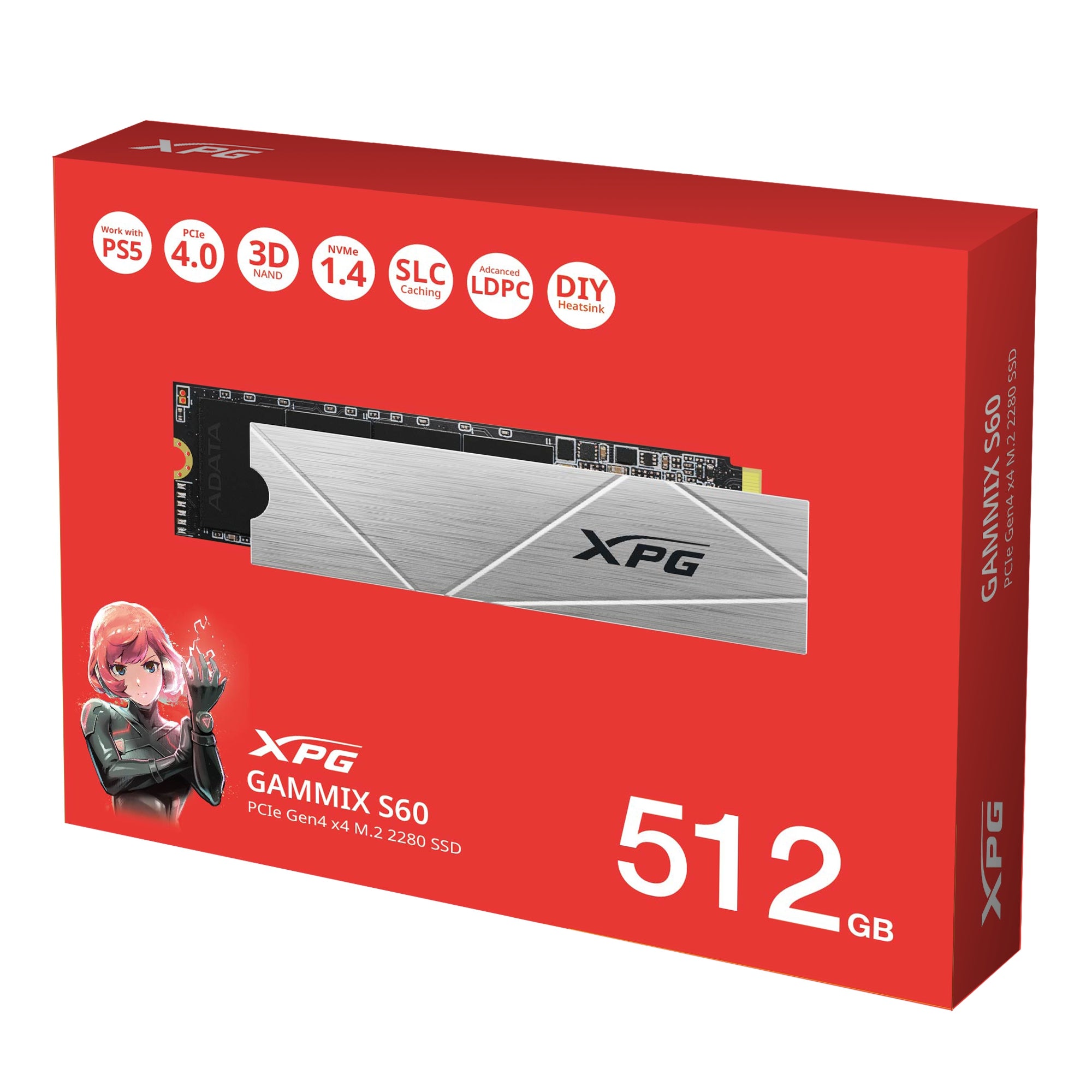 Unidad De Estado Solido Adata Gammix S60 Sólido Xpg 512Gb Pcie Gen4 X4 M.2 2280 Velocidades Lectura/Escritura Secuenciales Hasta 5.000/4.200 Mb Por Segundo Agam