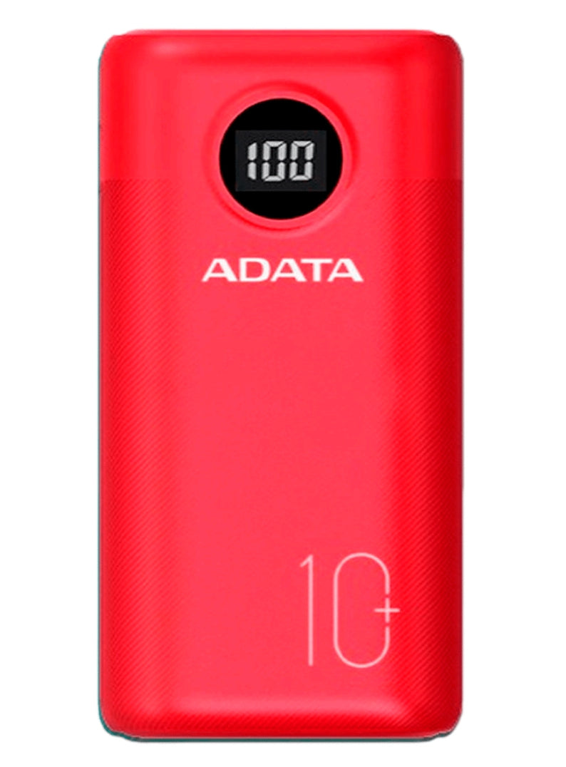 Power Bank Adata P10000Qcd Powerbank Mah. Dos Puertos Usb-A Y Un Usb-C Carga Tres Dispositivos Simultáneamente Indicador De Color Rojo.