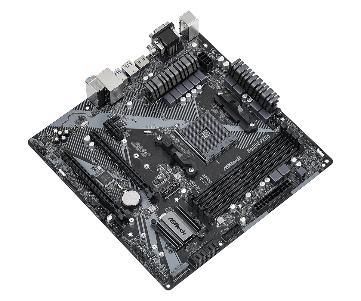 Mb Asrock B450M Pro 4 R2.0 Amd Am4/ Ddr4 3200 / 1 Pcie 3.0 X16 / 1 Pcie 2.0 X16 / 1 Pcie 2.0 X1 /Hdmi/Dvi-D/D-Sub/ 4 Sata3/1 Ultra M.2/1 M.2 (Sata3)/6 X Usb 3.2 Gen1 /2 Usb 3.2 Tipo C