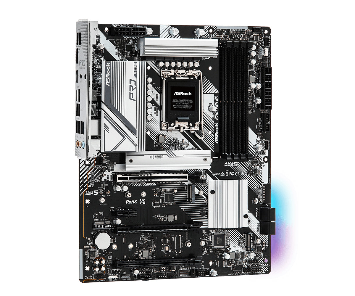 Mb Asrock B760 Pro Rs/14Th 13Th 12Th Va Gen/Lga 1700/192 Gb Ddr5 7200Mhz/1 Pcle 4.0X16/1 Pcle 5.0X16/1 Pcle 3.0X16/4 Sata3/2 Hyper M.2/2 Usb Tipo C/7 Usb 3.2/4 Usb 2.0/Atx