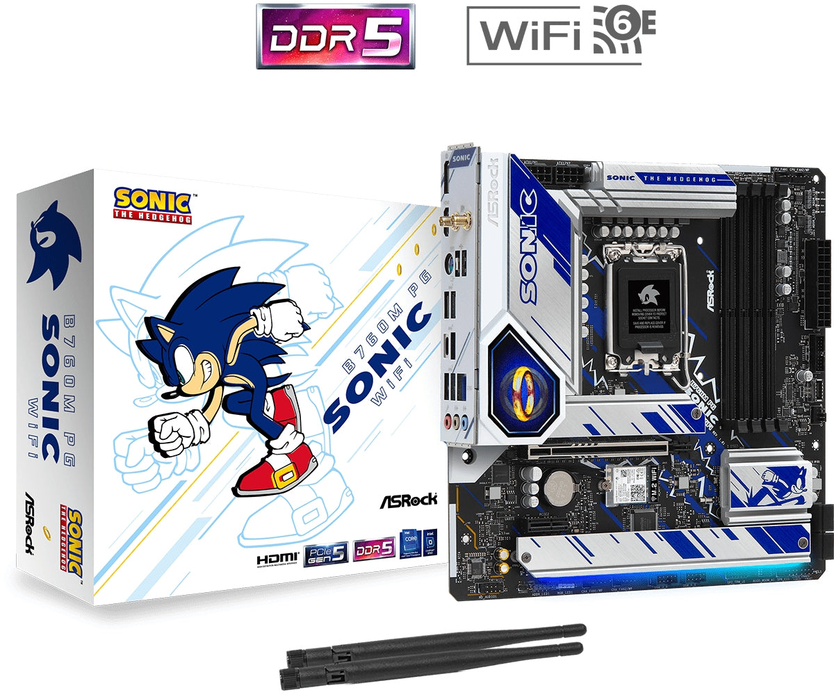 Mb Asrock B760M Phantom Gaming Sonic Wifi/14Th 13Th 12Th Va Gen/Lga 1700/192 Gb Ddr5 7200Mhz/1 Pcie 5.0X16/1 Pcie 4.0X1/4 Sata3/3 Hyper M.2 Gen 4X4/1 M.2 Gen 4X2/ 2 Usb Tipo C/7 Usb 3.2/6 Usb 2.0