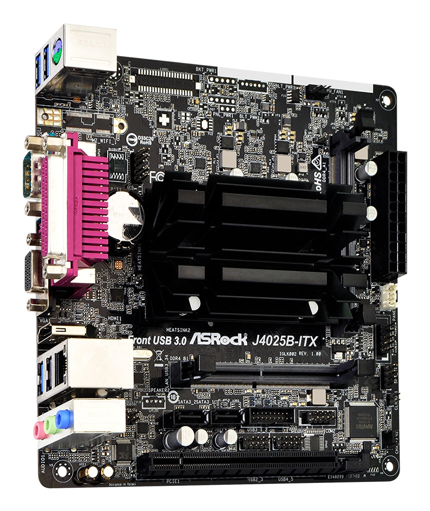 Mb Asrock J4025B Itx/Intel Dual-Core Procesador 2.9 Ghz/8 Gb Ddr4 2400Mhz So-Dimm/Graficos Integrados Uhd 600/D-Sub(2048X1536)60Hz/Hdmi 4K X 2K(4096X2160)30Hz/2 Sata3/1 Pcie 2.0 X16