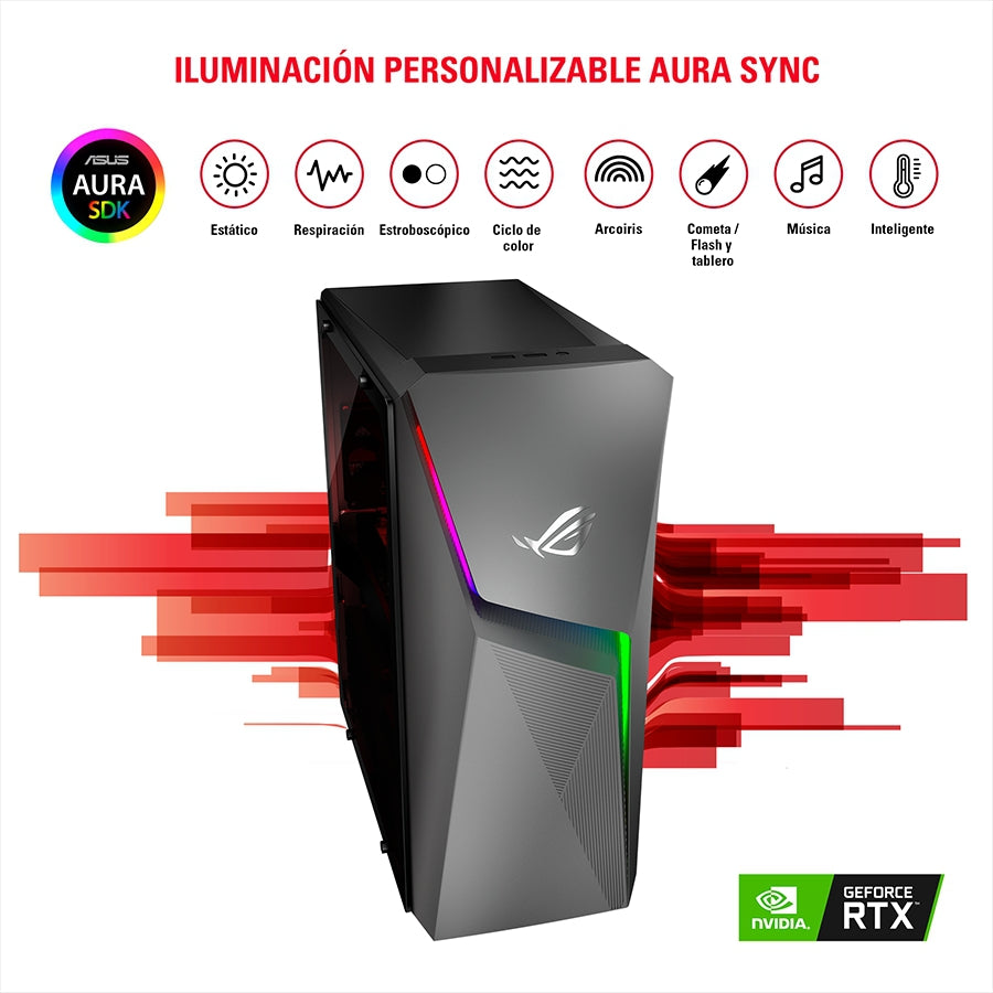 Desktop Asus Rog Strix G10Dk/Ryzen 5 5600G/16Gb/512Gb M.2 Ssd/Geforce Gtx 1660 Ti 6Gb/Rj45/Wi Fi 6/Sin Monitor/Teclado-Mouse/Gris/Chipset Amd B550/500W 80+/Win 11 Home/1 Año Garantia/G10Dk-R516G512-H