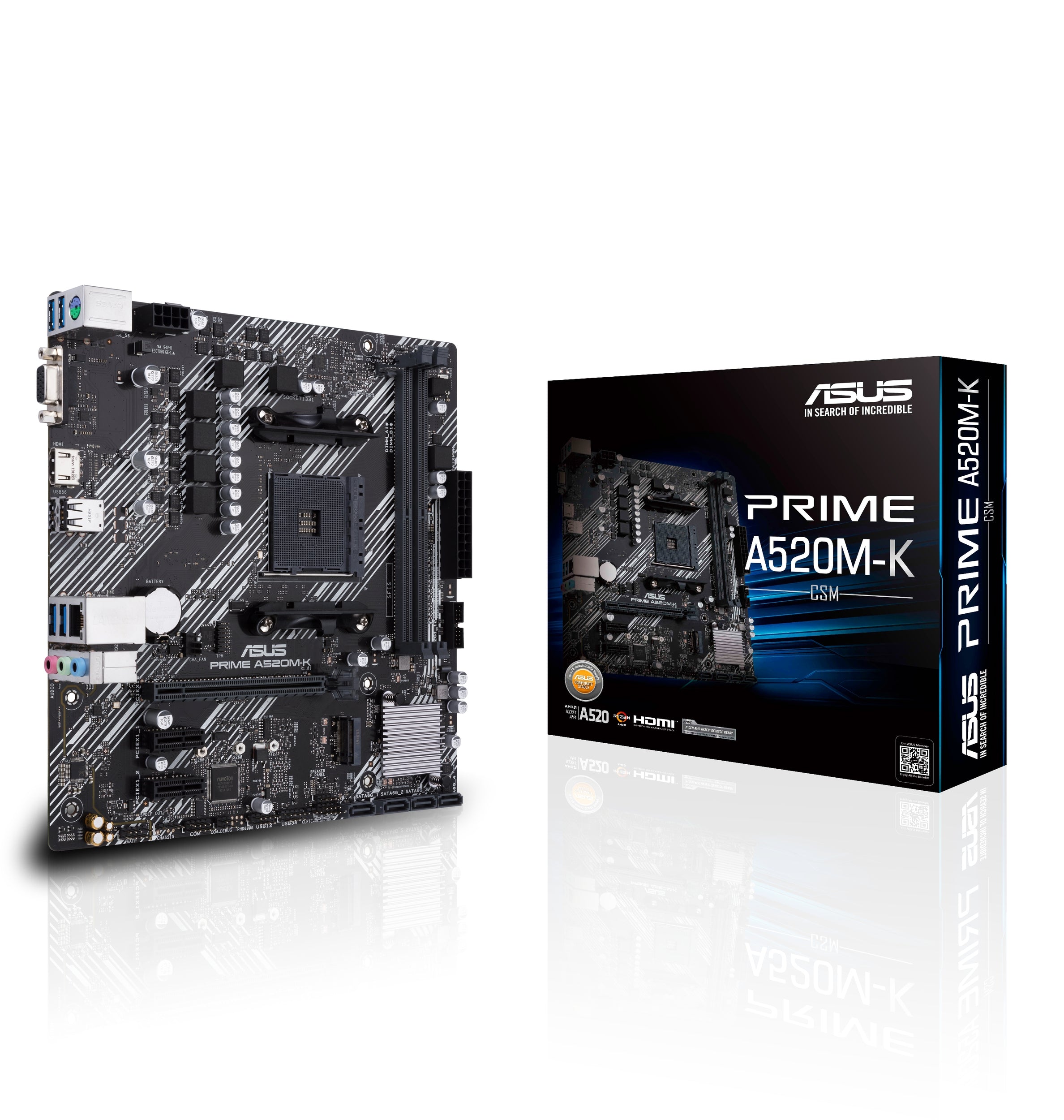 Mb Asus A520 Amd S-Am4 3A Gen/2X Ddr4 2800/Hdmi/Vga/M.2/4X Usb3.2/Micro Atx/Gama Basica