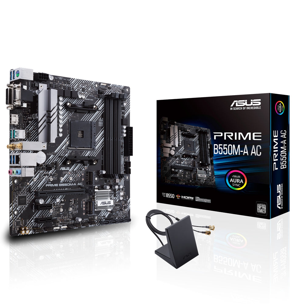 Mb Asus B550 Amd S-Am4 3A Gen/4X Ddr4 2666/Hdmi/Dvi/D-Sub/M.2/6X Usb 3.2/Wifi/Bluetooth/Micro Atx/Gama Media/Rgb