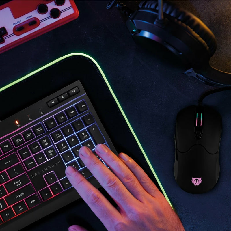 Kit Teclado Y Mouse Balam Rush Squad Master Plus Ktm555 / Multimedia / Ergonomico / Cable 1.5 M / Iluminacion Arcoiris / Membrana / 7200 Dpi / Windows-Mac -Ios -Android / Br-936286