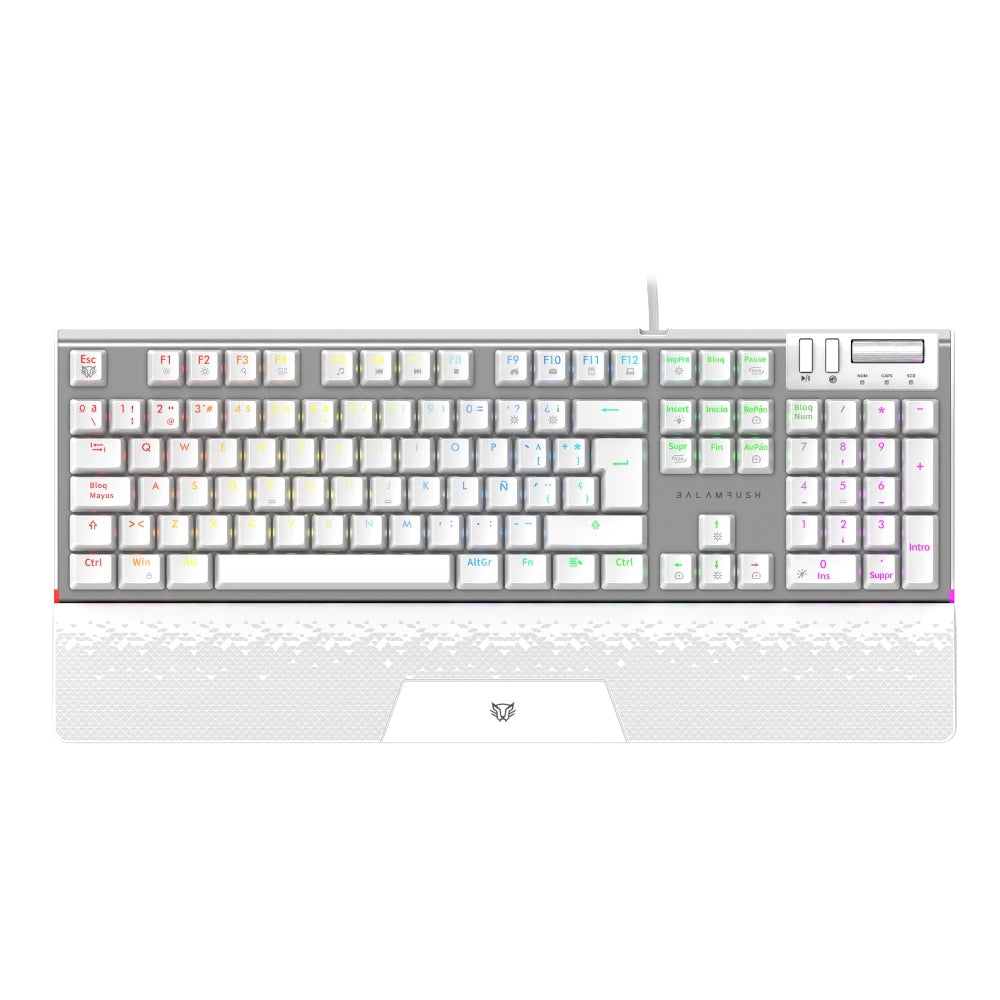 Teclado Gamer Balam Rush Legend Series Dominate Expert Gk979 / Alambrico Usb 3.0 - Tipo C / Multimedia / Rgb /105 Teclas / Español / Ergonomico / Blanco / Br-9367981