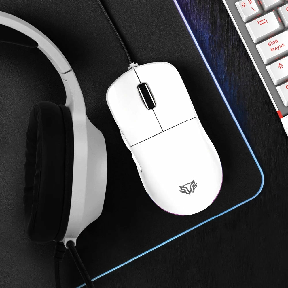 Mouse Gamer Balam Rush Speedr Evo Mg939 / Alambrico Usb / Desplazamiento Ultra Speed / 6 Botones + Scroll / Optico / 12800 Dpi Ajustables / Rgb / Caratulas Intercambiables / Blanco / Br-936897