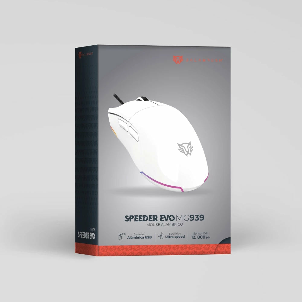 Mouse Gamer Balam Rush Speedr Evo Mg939 / Alambrico Usb / Desplazamiento Ultra Speed / 6 Botones + Scroll / Optico / 12800 Dpi Ajustables / Rgb / Caratulas Intercambiables / Blanco / Br-936897