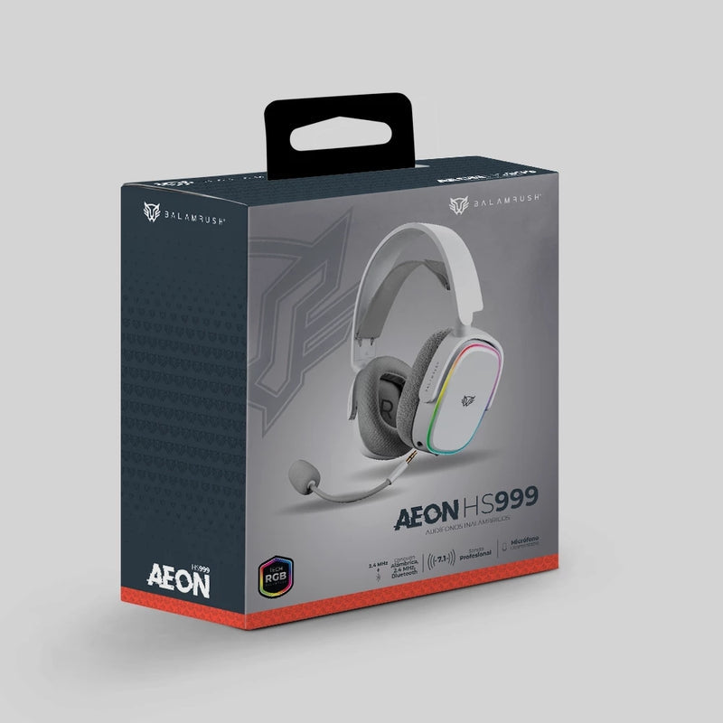 Audifonos Gamer Balam Rush Aeon Hs999 / Alambrica - Bluetooth / Micrófono Desmontable / Cable 1.8 M / Rgb / Bateria 26 H / Windows, Mac, Android, Xbox, Switch , Ps4, Ps5  No Bt/ Blanco / Br-936941