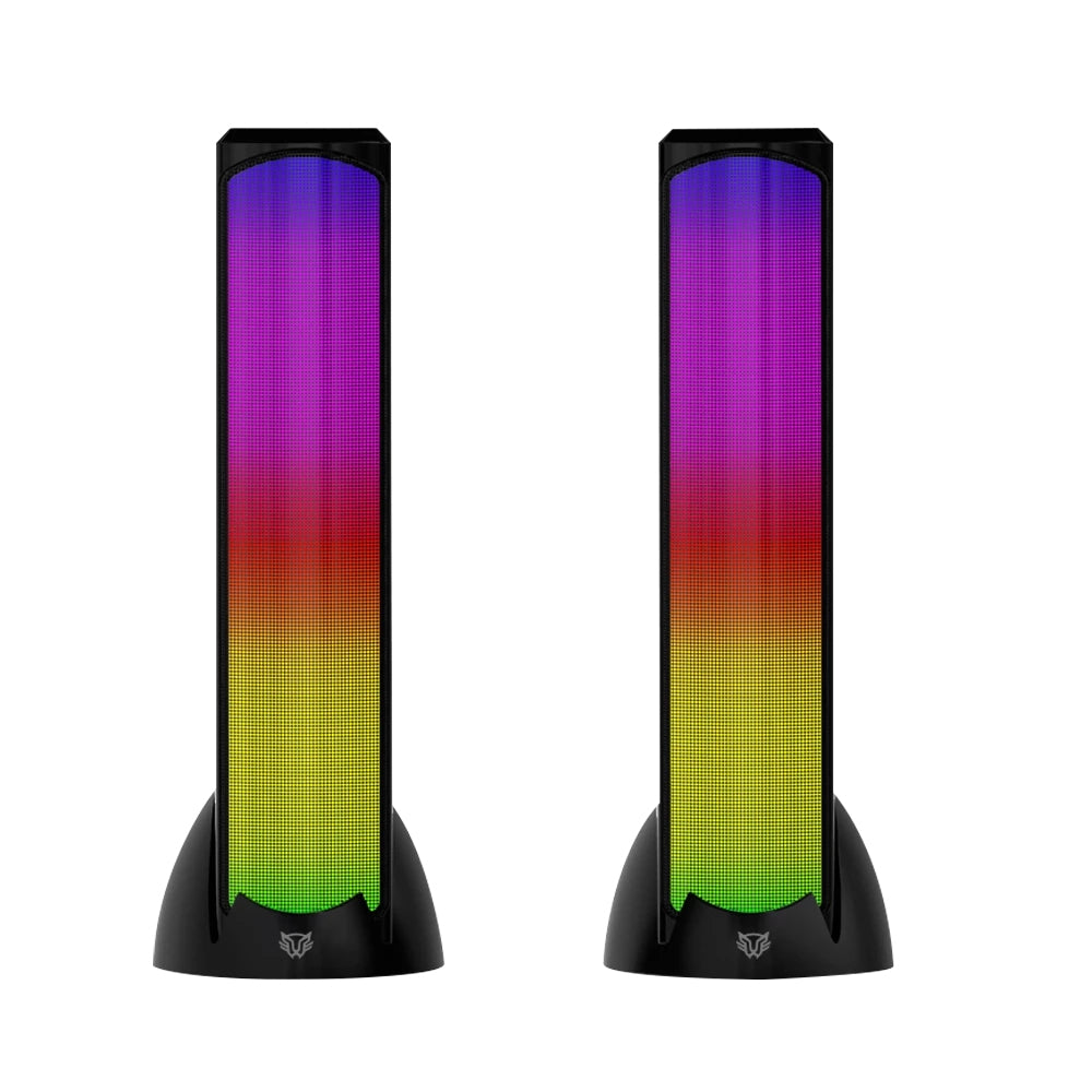 Bocinas Balam Rush Bg575 2.0 Gamer Glimm Tower Conexión Bluetooth/Auxiliar Iluminación Led 3 Modos 10W Rms. Sonido Estéreo Alimentación Vcc 1A Tipo D