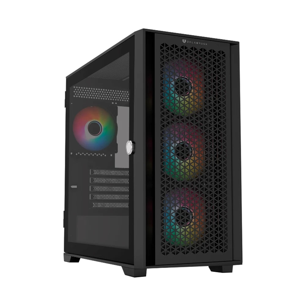 Gabinete Gamer Balam Rush Carbono Twin Mate 8000 / Mini Torre / Micro Atx, Mini Itx / Panel Intercambiable Malla -Cristal Templado / Soporte Enfriamiento Liquido / Ventilador Argb / Negro / Br-938778