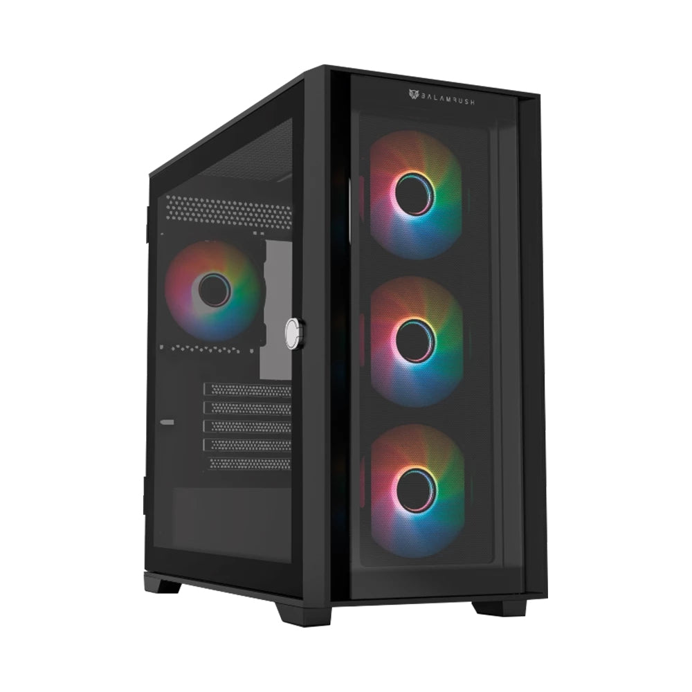 Gabinete Gamer Balam Rush Carbono Twin Mate 8000 / Mini Torre / Micro Atx, Mini Itx / Panel Intercambiable Malla -Cristal Templado / Soporte Enfriamiento Liquido / Ventilador Argb / Negro / Br-938778