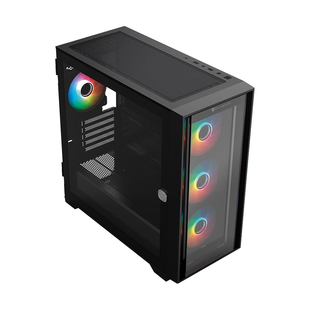 Gabinete Gamer Balam Rush Carbono Twin Mate 8000 / Mini Torre / Micro Atx, Mini Itx / Panel Intercambiable Malla -Cristal Templado / Soporte Enfriamiento Liquido / Ventilador Argb / Negro / Br-938778