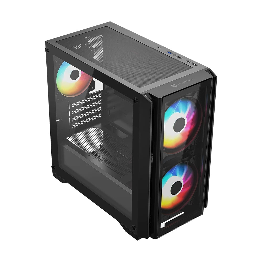 Gabinete Balam Rush Mini Torre Carbono Usb 3.0 Usb 2.0  3 Vent Argb Negro (Br-938877)