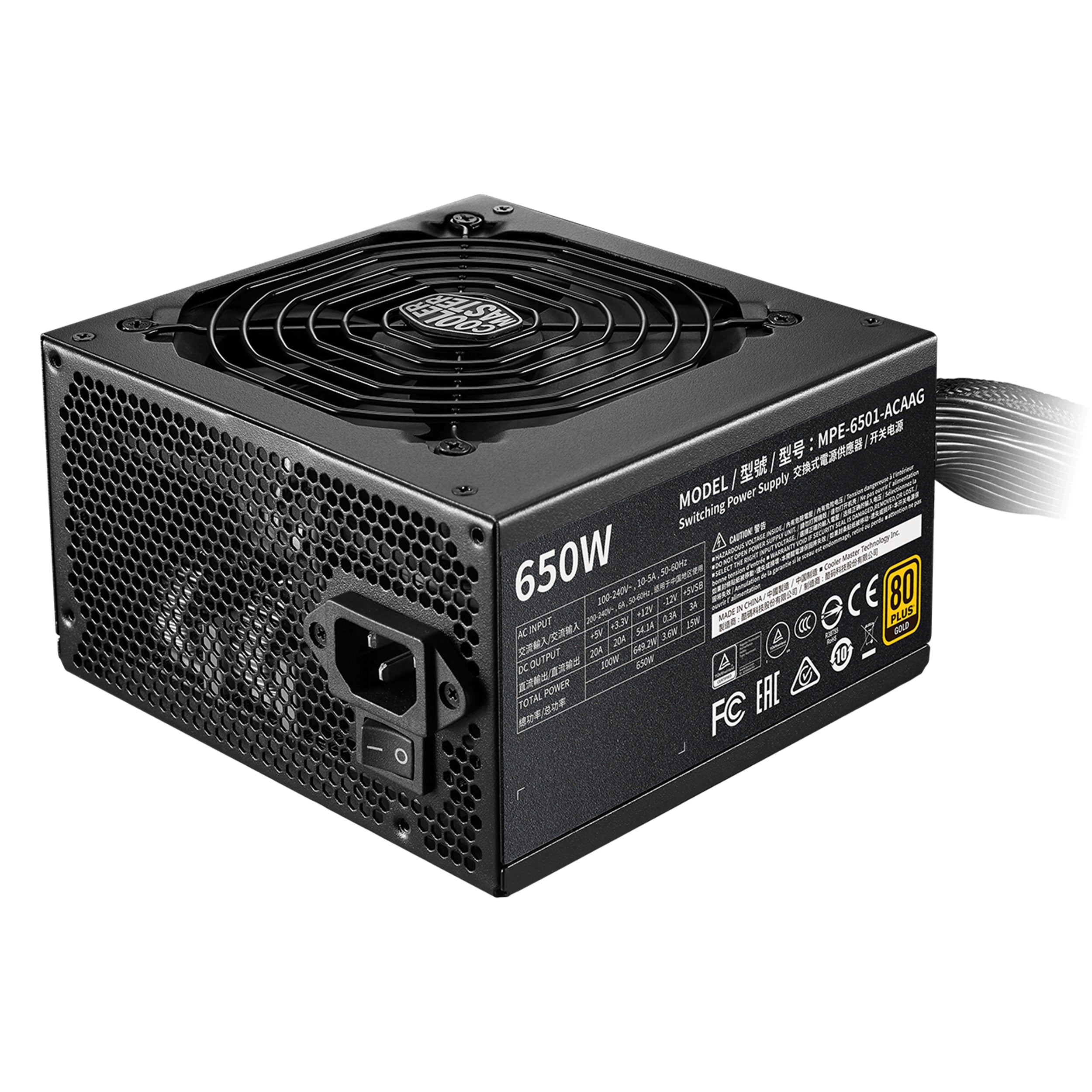 Fuente De Poder Cooler Master Mpe-6501-Acaag-U2 Gaming V2 80 Plus Gold 24-Pin Atx 120Mm 650W Ideal Para Su Uso En Pc/Servidor